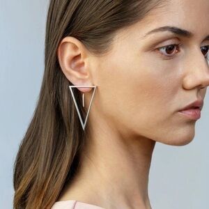 COPY - Silver Triangle Floating Bar Earrings